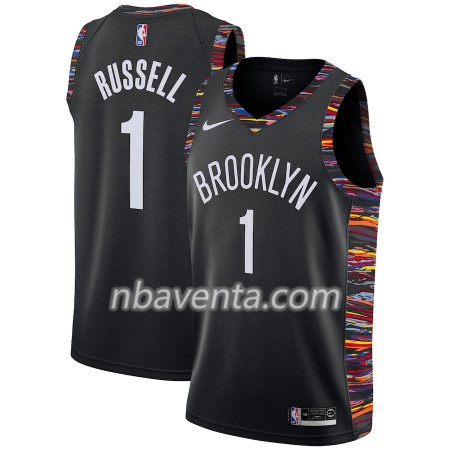 Camiseta Hombre Brooklyn Nets D'Angelo Russell 1 2018-19 Nike City Edition Negro Swingman